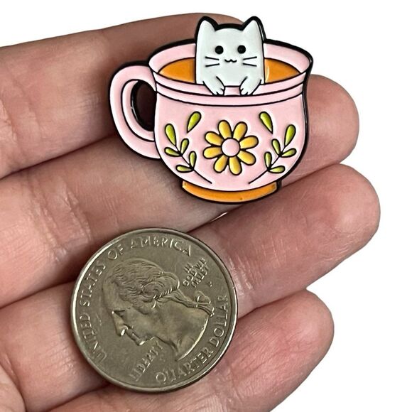 Kawaii Kitty Cat Teacup Mug Enamel Pin - Picture 6 of 9